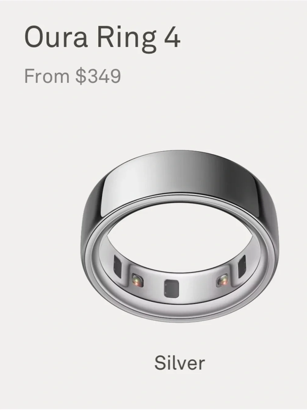 Oura Ring 4 - Smart Wearable Ring - Silver- size 9